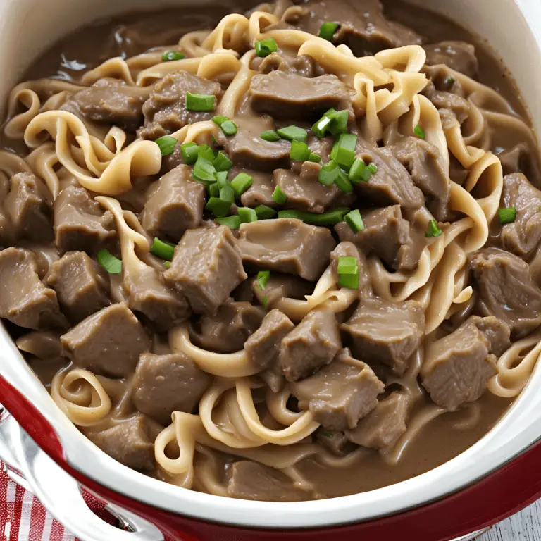 Crockpot beef tips & noodles