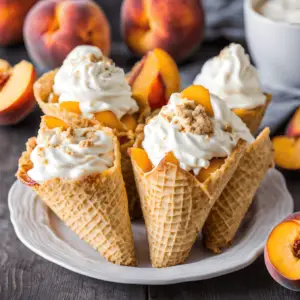 Peach Cobbler Cheesecake Cones