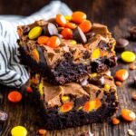 Chewy REESE’S PIECES Peanut Butter Brownies