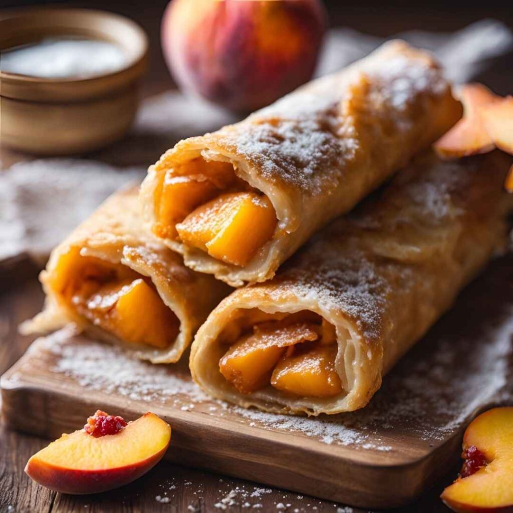 Peach Cobbler Egg Rolls