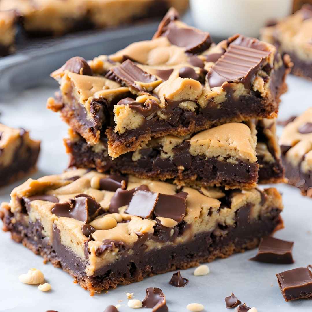 Peanut Butter Cup Gooey Cookie Bars