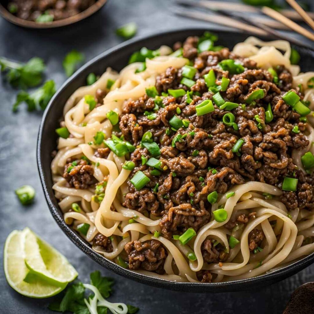 Mongolian Ground Beef Noodles