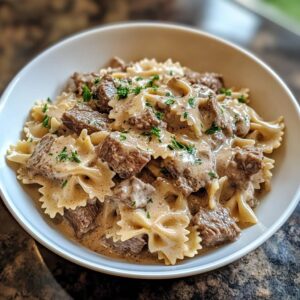 Creamy Beef and Bowtie Pasta