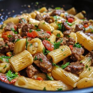 Delicious Garlic Beef Pasta