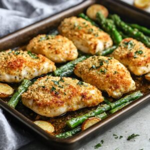 Parmesan Crusted Chicken Sheet Pan Dinner