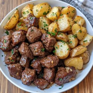 Slow Cooker Garlic Butter Beef Bites & Potatoes