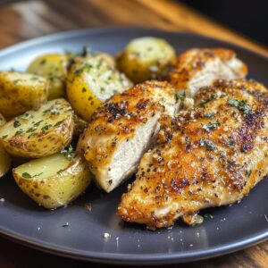 garlic parmesan chicken and potatoes