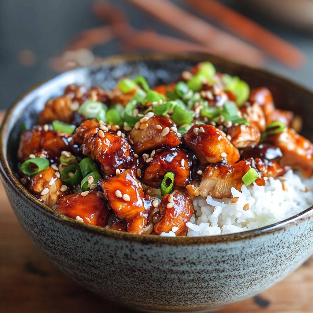 sticky chicken rice bowls recipe