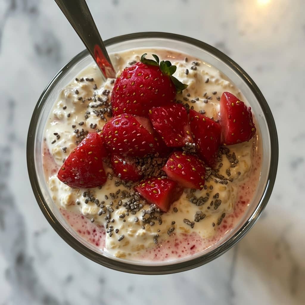 Protein Strawberry Cheesecake Overnight Oats