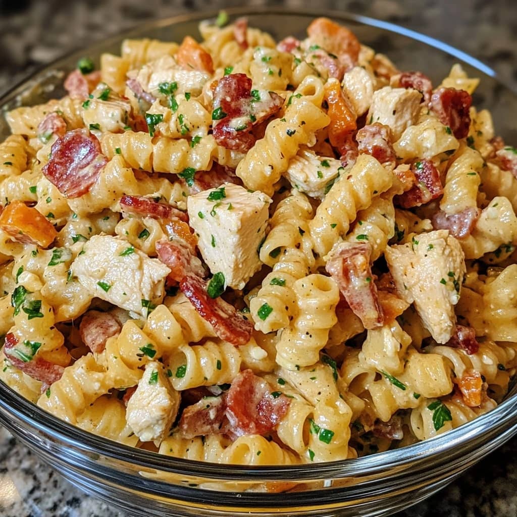 Chicken Bacon Ranch Pasta Salad
