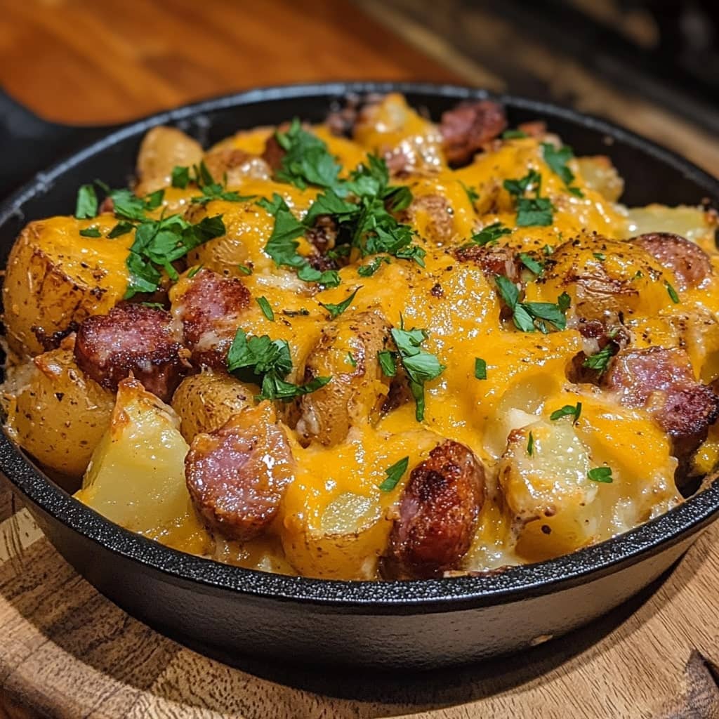 Cheesy Ranch Potatoes and Smoked Sausage