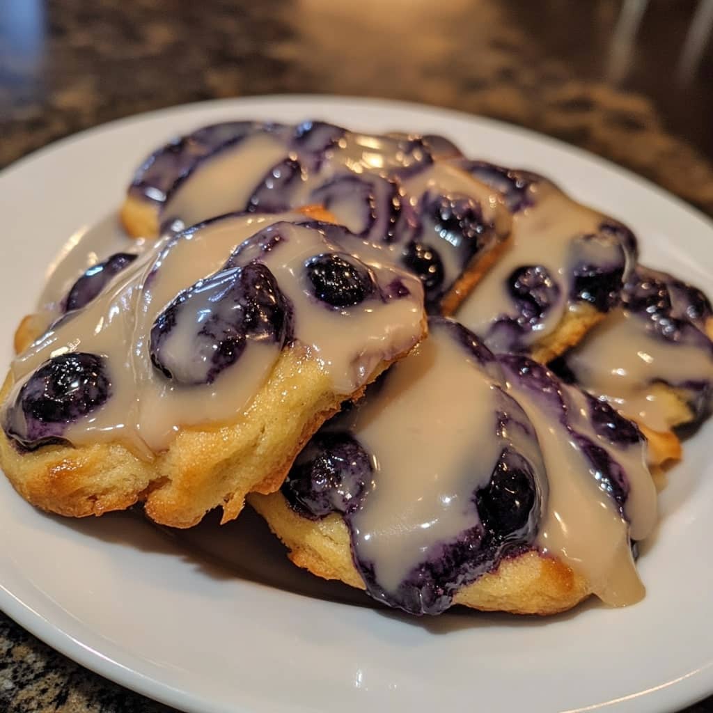Glazed Blueberry Butter Swim Biscuits