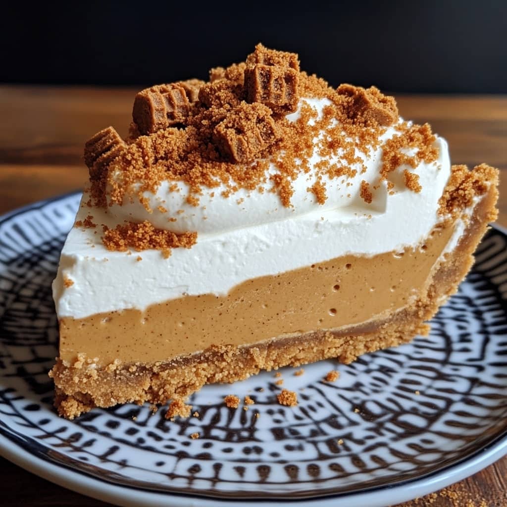 No Bake Cookie Butter Pie (Biscoff Cream Pie with Speculoos