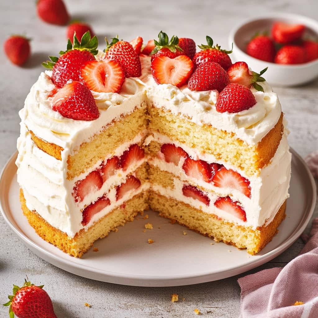 Strawberry Shortcake Cake (with sponge cake)