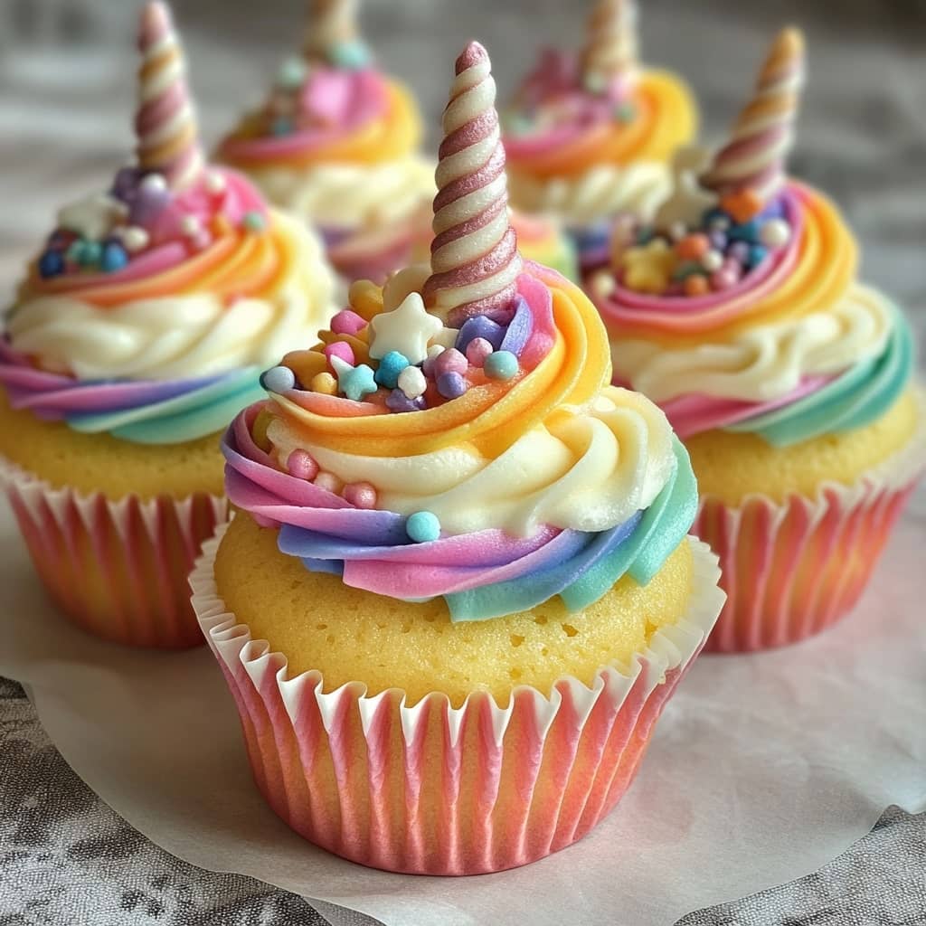Unicorn rainbow cupcakes