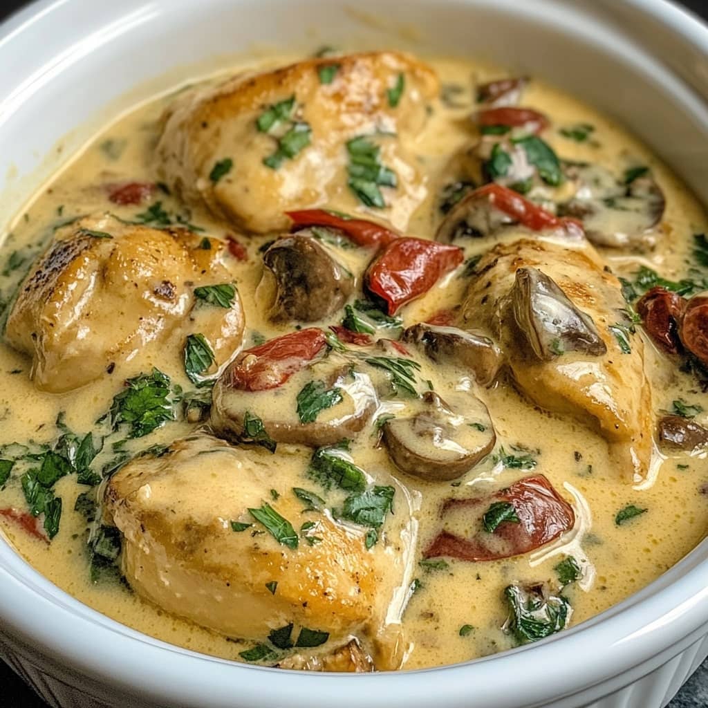 Creamy Crockpot Tuscan Chicken