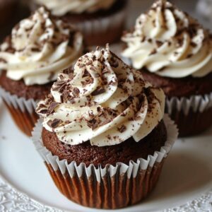 Dark Chocolate Espresso Cupcakes with Whipped Cream Topping