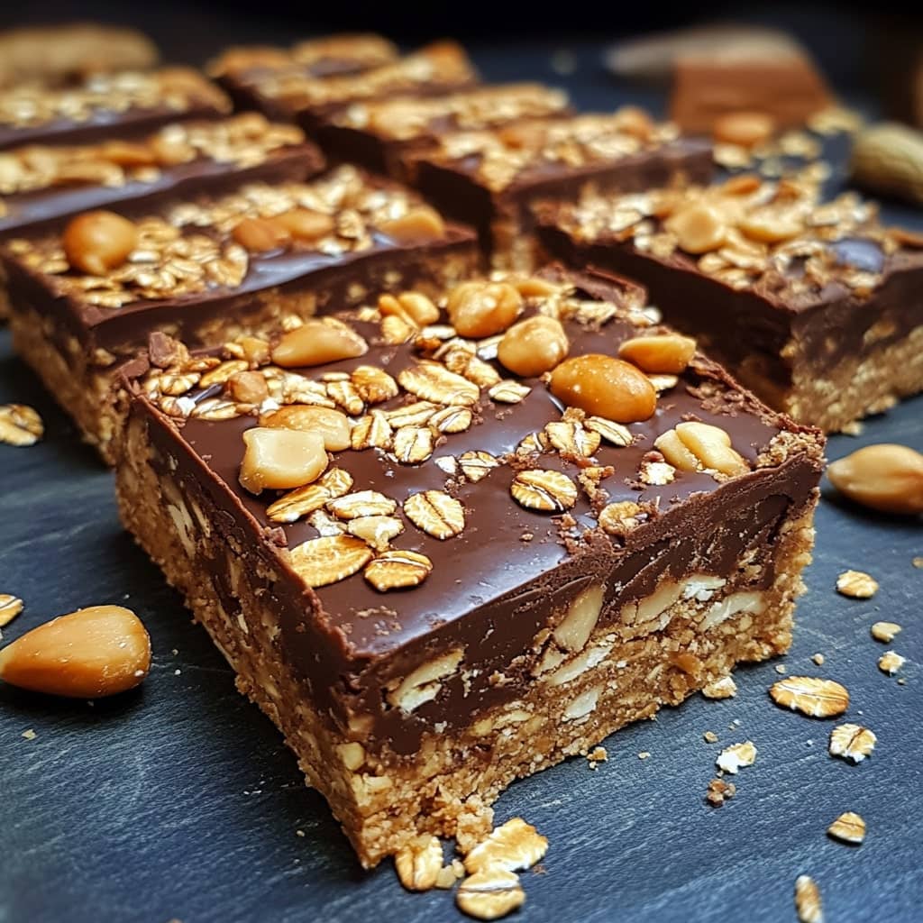 Easy No-Bake Choco-Peanut Oat Bars