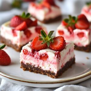 No-Bake Strawberry Cheesecake Bars