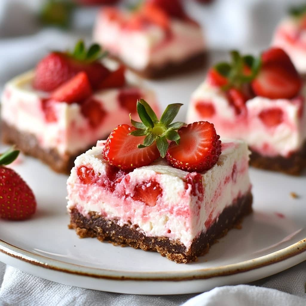 No-Bake Strawberry Cheesecake Bars