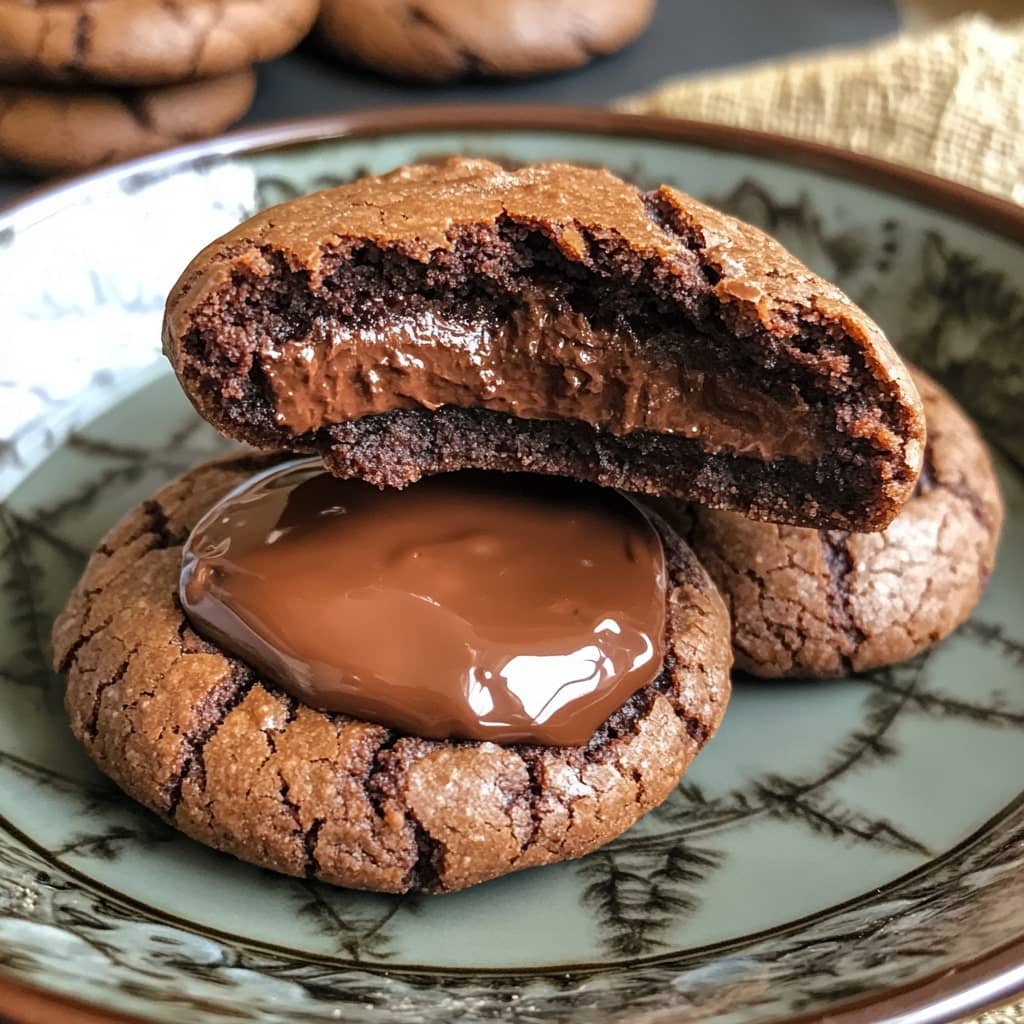 Soft Baked Nutella Stuffed Chocolate Cookies