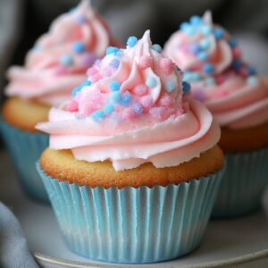 Cotton Candy Cupcakes with Fluffy Pink & Blue Frosting