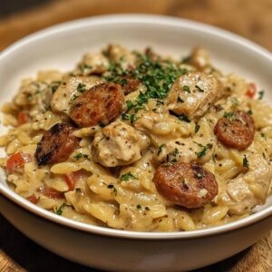 Creamy Chicken Sausage Orzo