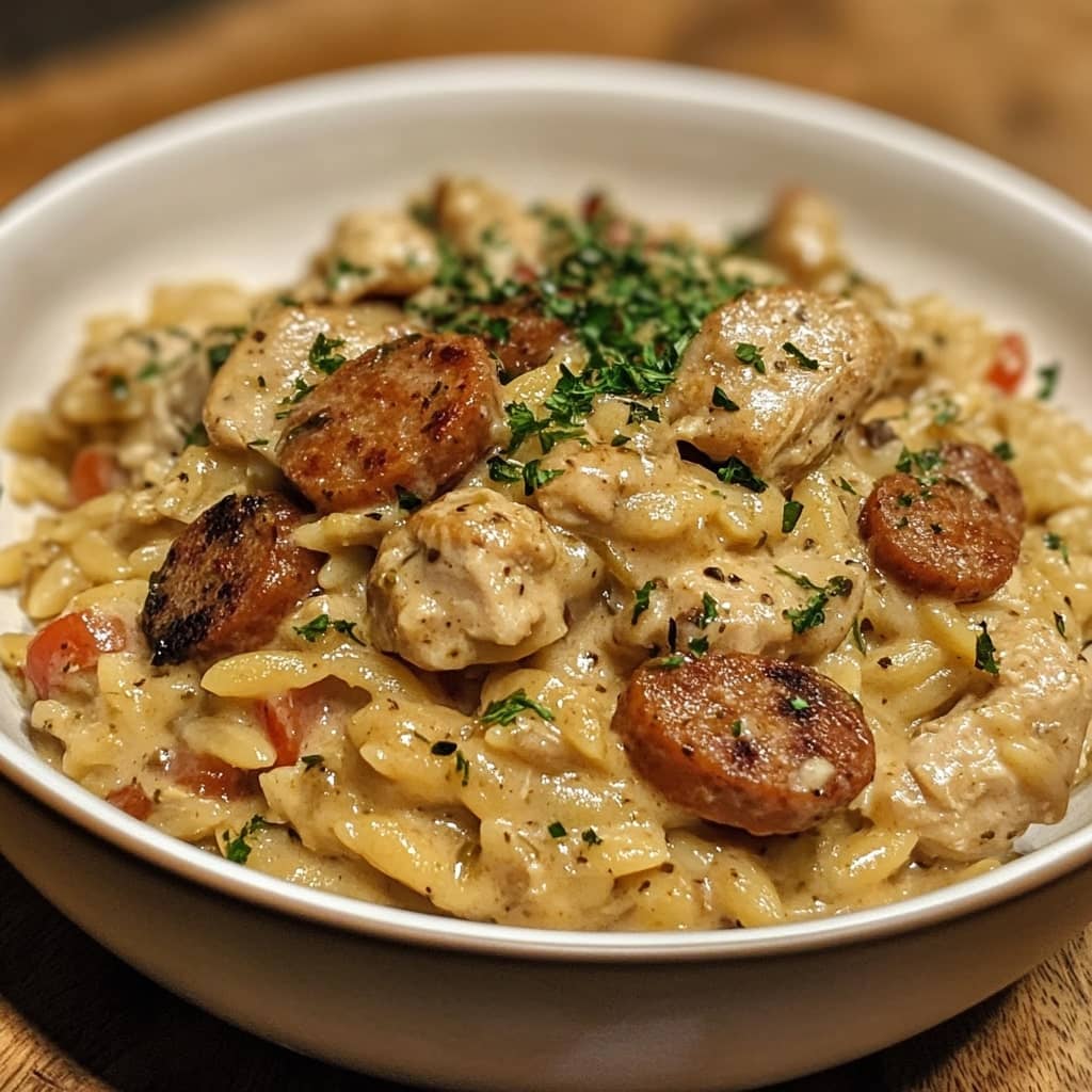 Creamy Chicken Sausage Orzo