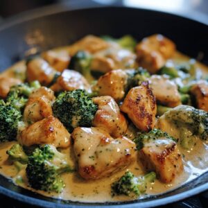 Creamy Garlic Chicken and Broccoli Skillet