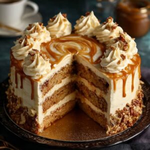 Decadent Caramel Cake with Fluffy Buttercream Frosting
