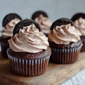 Double Chocolate Cupcakes with Oreo Frosting