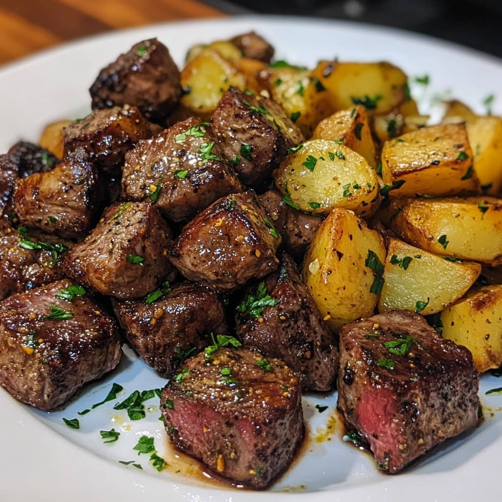 Garlic Butter Steak Bites with Potatoes