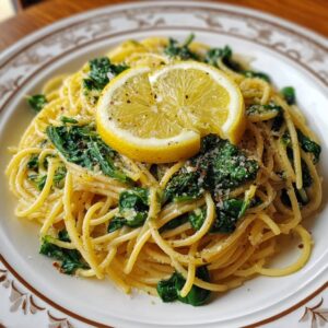 Lemon Garlic Spaghetti with Spinach