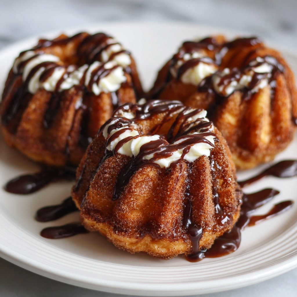 Mini Churro Bundt Cakes with Chocolate Drizzle