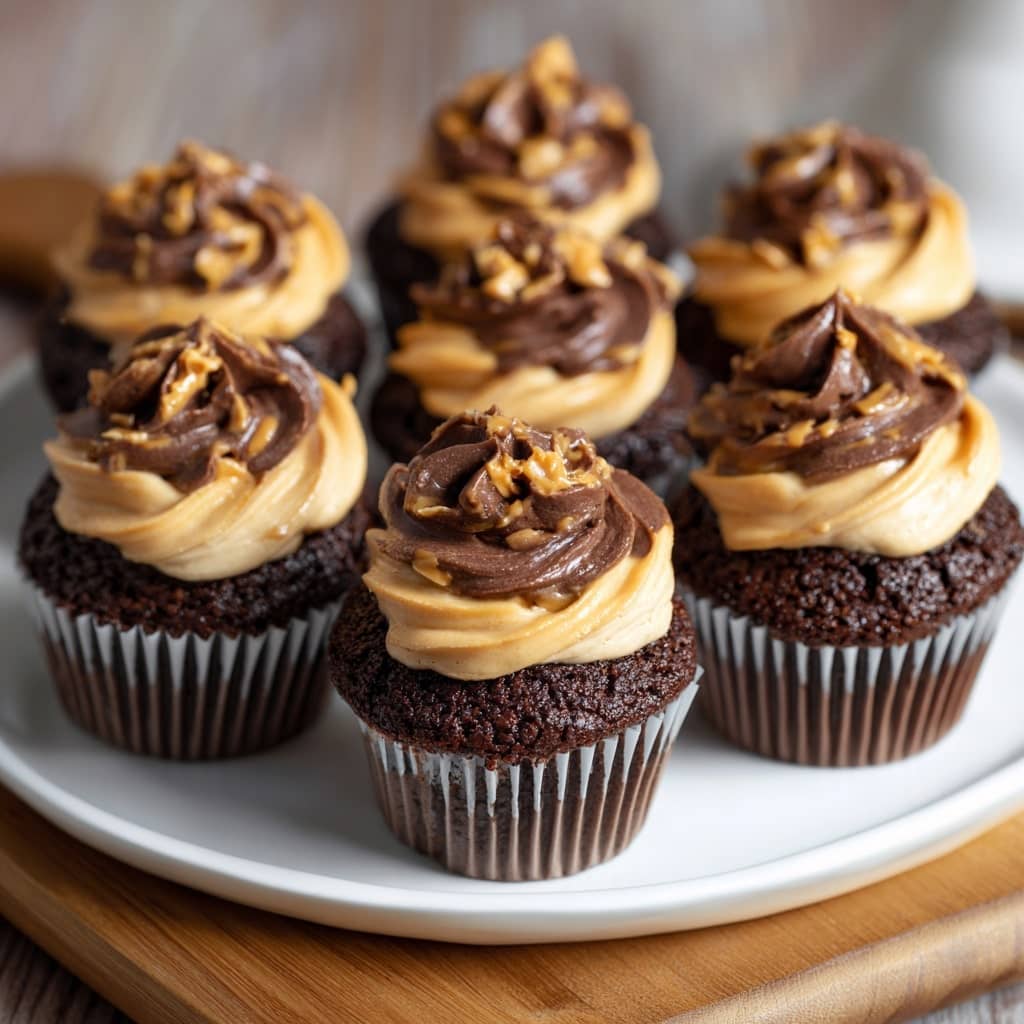 Rich Chocolate Cupcakes with Peanut Butter Swirl
