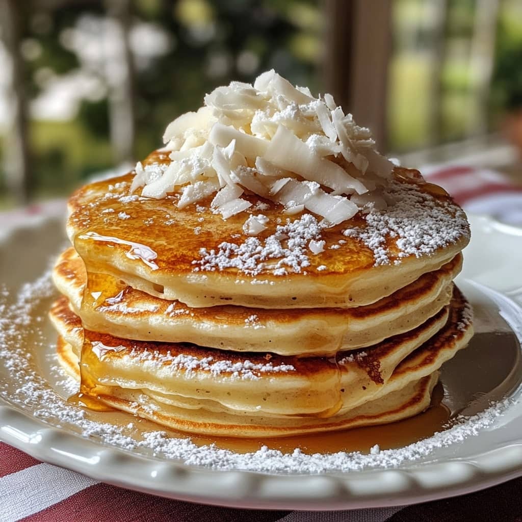 Sweet Coconut Cream Pancakes