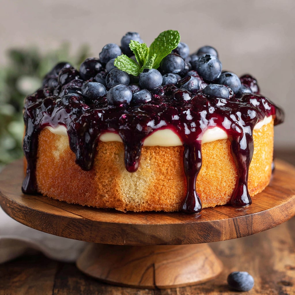Vanilla Blueberry Cake with Fresh Berry Compote