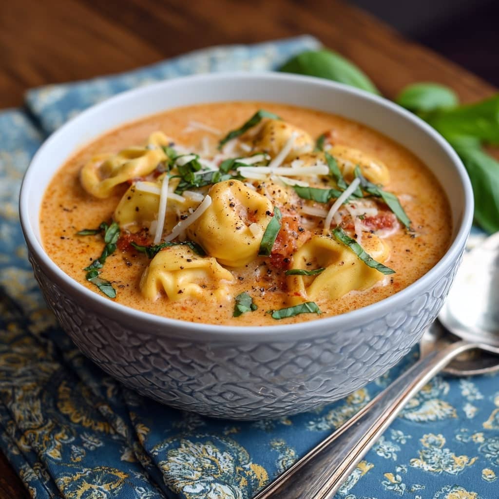 Creamy Tomato Basil Tortellini Soup