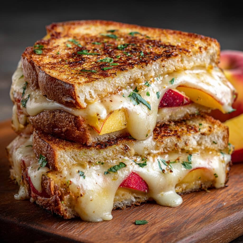 Honey Peach White Cheddar Grilled Cheese Sandwich