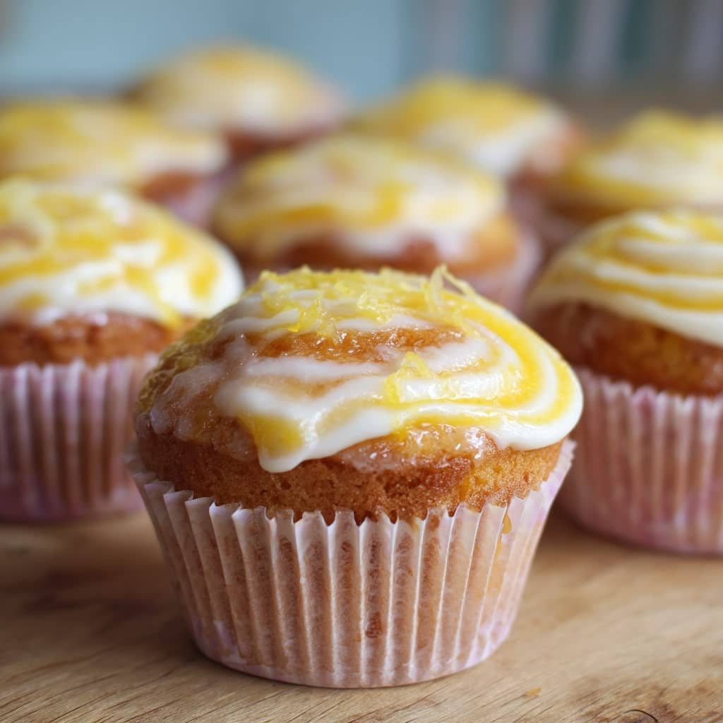 Lemon Drizzle Cupcakes with Cream Cheese Swirl