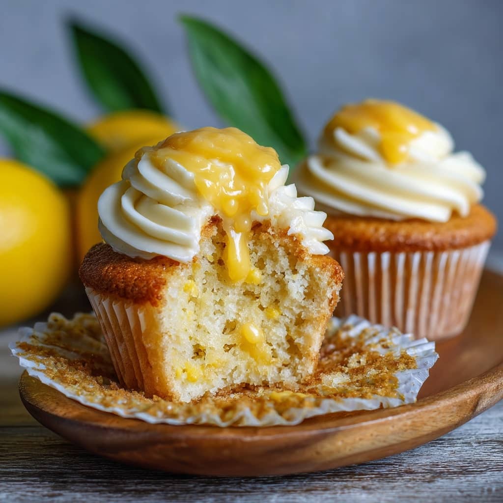 Moist Lemon Cupcakes with Tangy Lemon Curd Filling