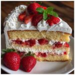 Moist Strawberry Shortcake Cake with Whipped Cream Frosting