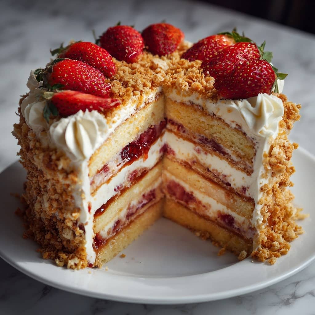 Strawberry Crunch Layer Cake