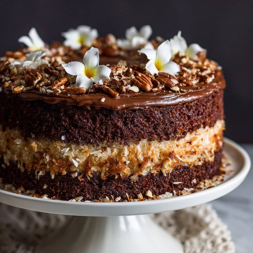 Ultimate German Chocolate Cake with Coconut-Pecan Frosting