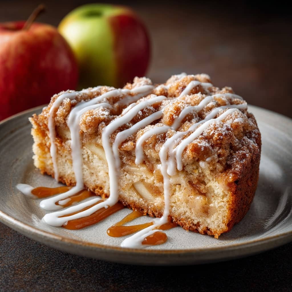Apple Crumb Cake with Cinnamon Apple Drizzle
