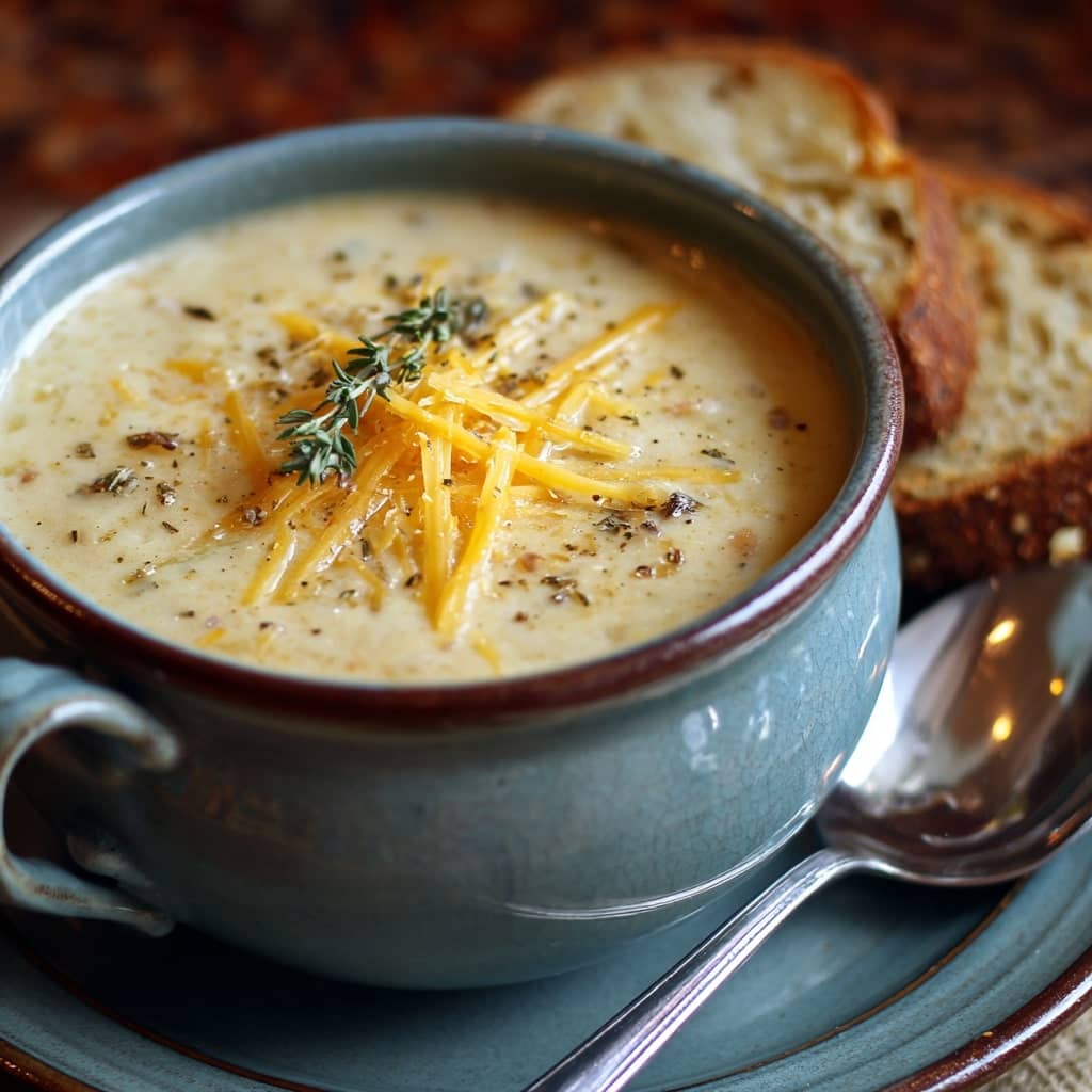Hearty Cheddar Garlic Herb Potato Soup Recipe