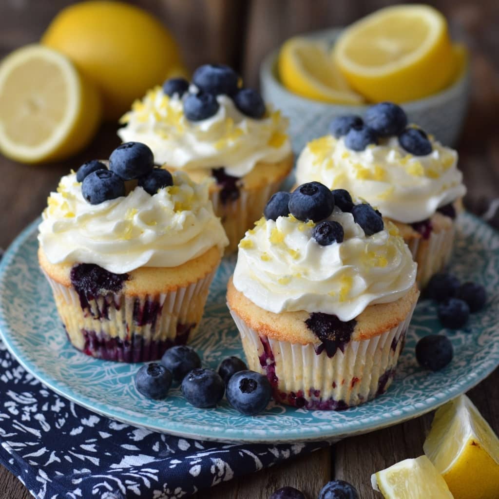 Lemon Blueberry Cupcakes with Cream Cheese Frosting