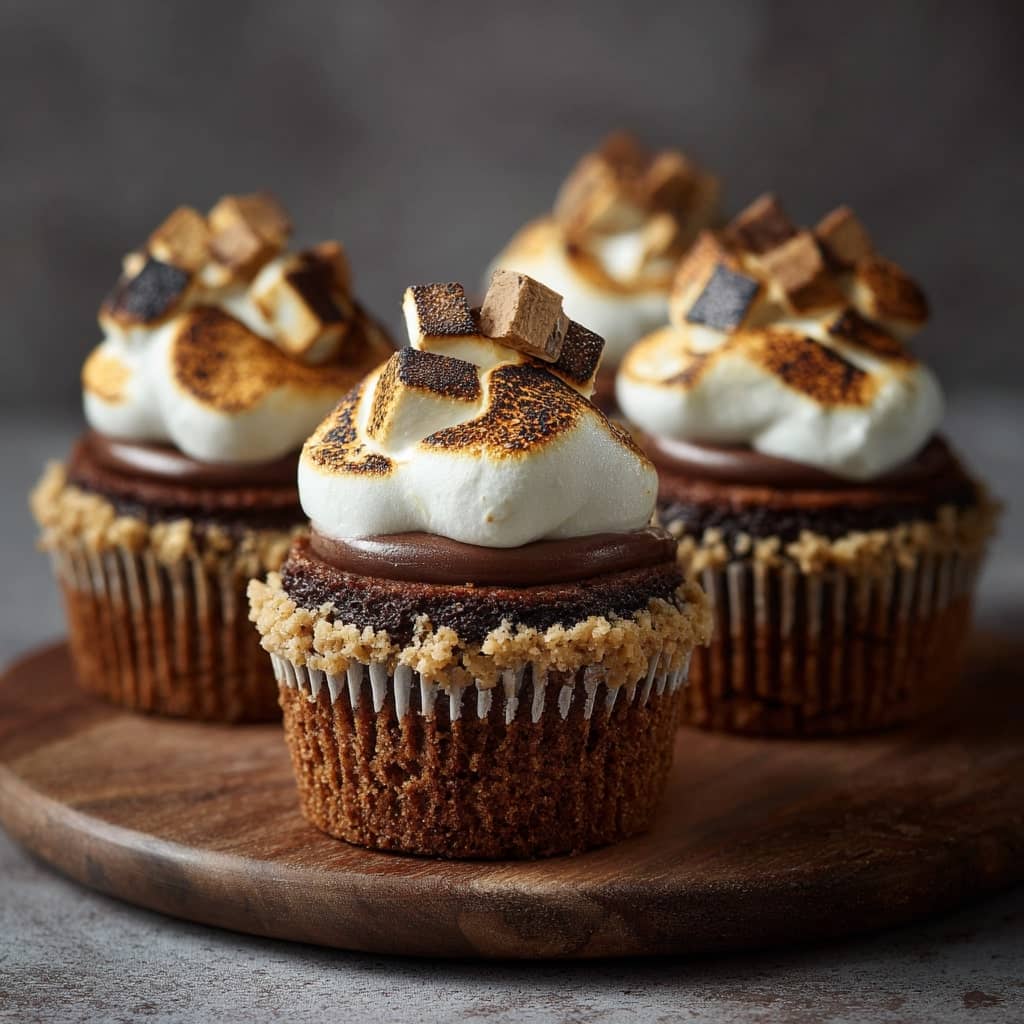 S’mores Cupcakes with Toasted Marshmallow