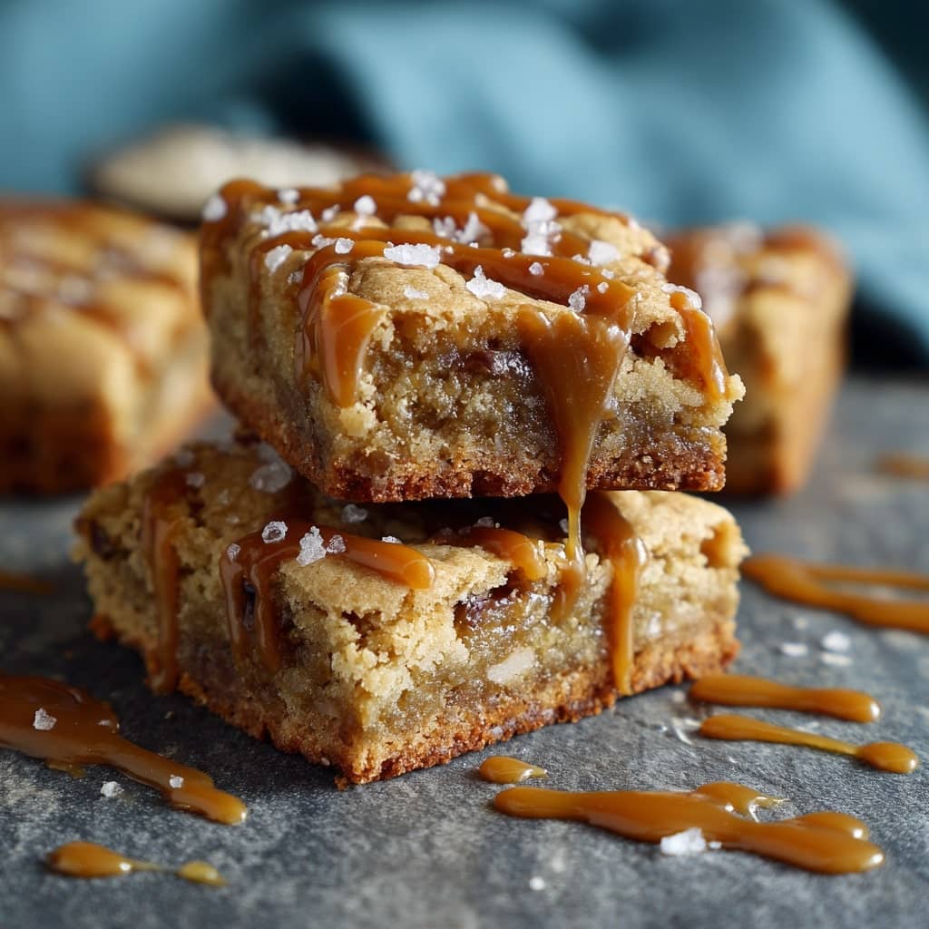 Thick & Chewy Salted Caramel Cookie Bars