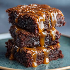 Thick & Fudgy Caramel Drizzle Brownies